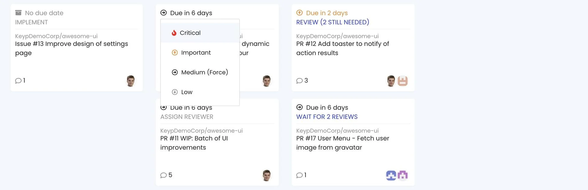 Manual priority assignments